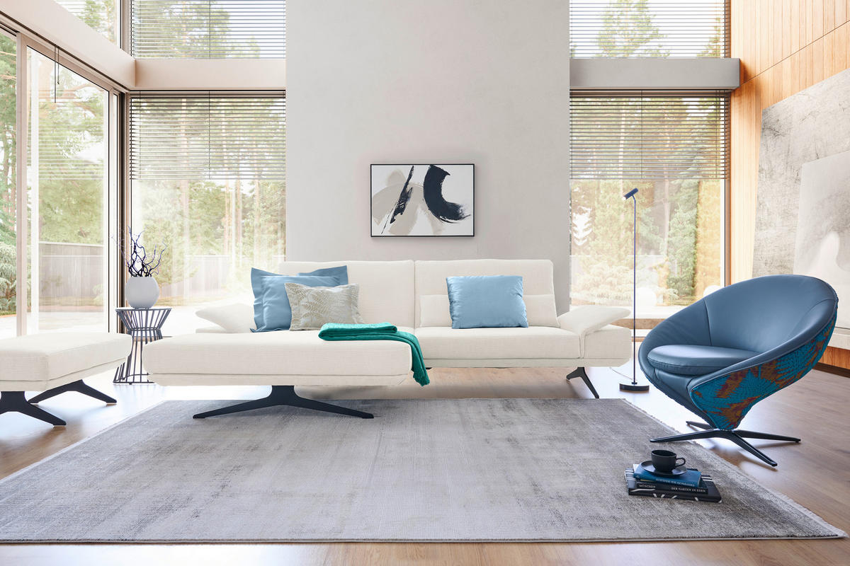 ECKSOFA in Flachgewebe Creme  - Creme/Schwarz, Design, Textil/Metall (155/284cm) - Koinor