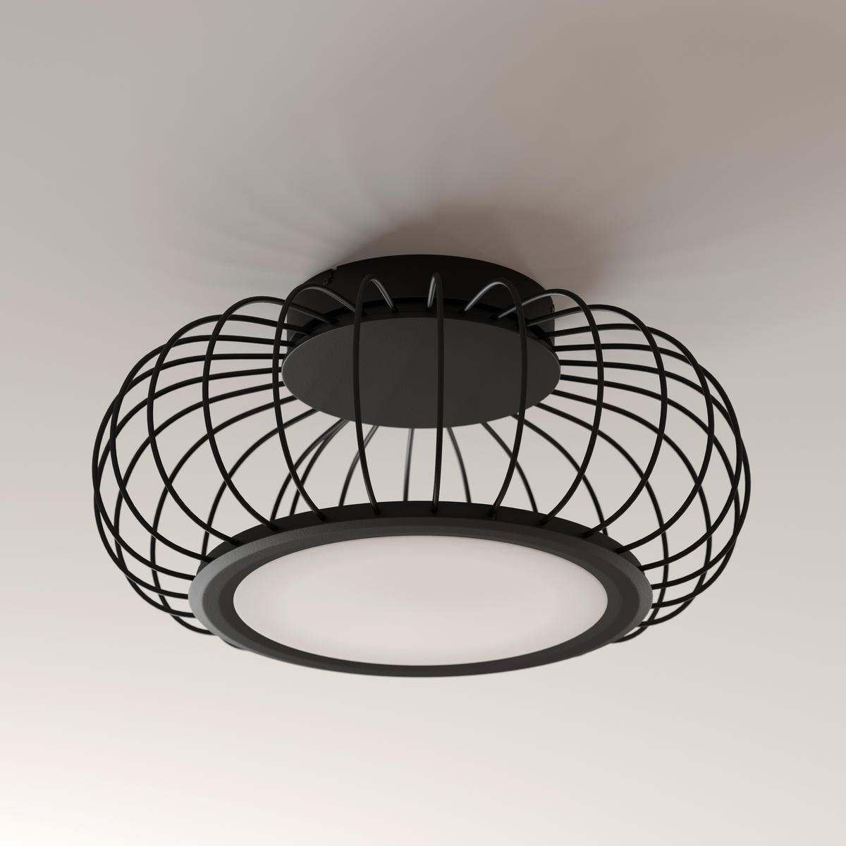 LED-DECKENLEUCHTE 55/23 cm   - Schwarz/Weiß, Design, Kunststoff/Metall (55/23cm) - Dieter Knoll