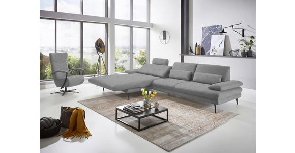 ECKSOFA in Velours Hellgrau 180/310 cm - Hellgrau/Schwarz, Design, Textil/Metall (180/310cm) - Dieter Knoll