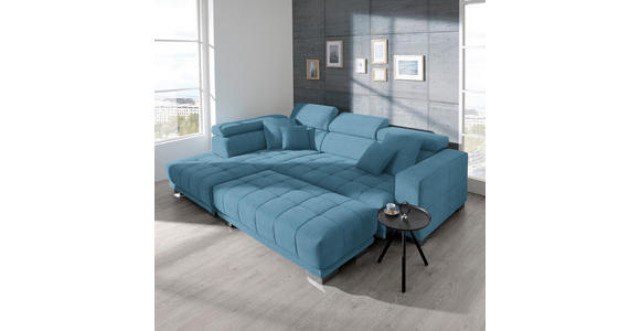 ECKSOFA in Mikrofaser Pastellblau  - Chromfarben/Pastellblau, Design, Textil/Metall (207/301cm) - Xora