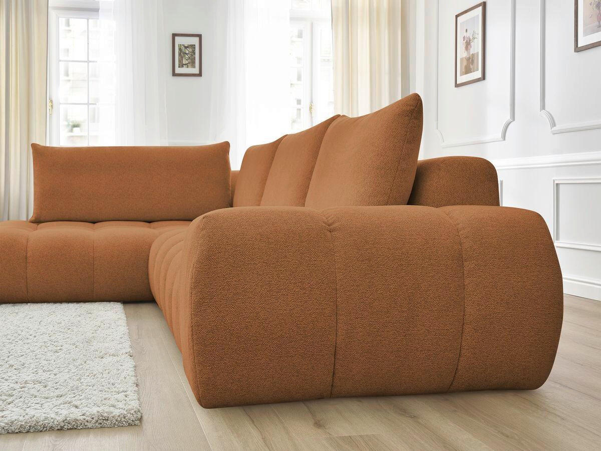 ECKSOFA Ottomane rechts  EVEREST Orange Flachgewebe  - Schwarz/Orange, MODERN, Kunststoff/Textil (210/352cm)