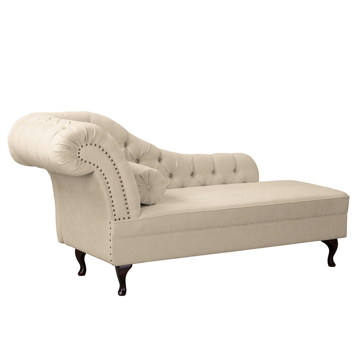 RÉCAMIERE Mikrofaser Creme  - Creme/Braun, Design, Holz/Textil (185/93/75cm) - Livetastic