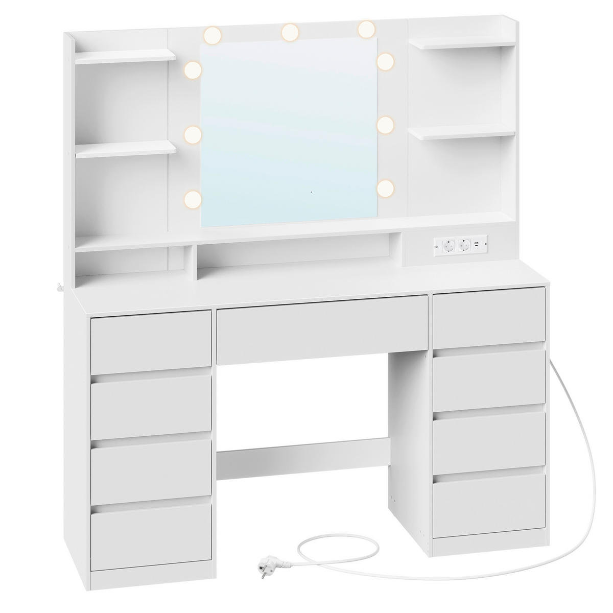 SCHMINKTISCH 107/40/144 cm, Weiß  - Weiß, KONVENTIONELL, Glas/Holzwerkstoff (107/40/144cm) - Boxxx