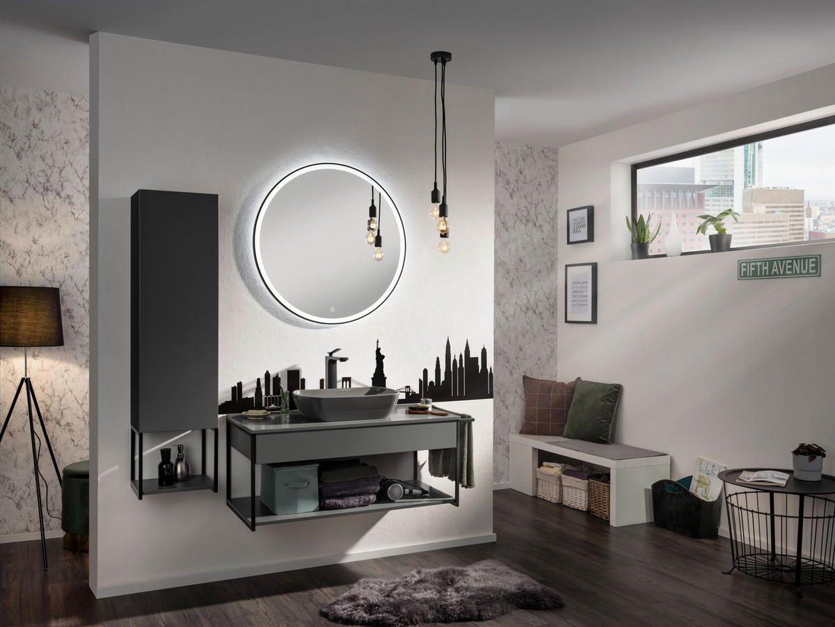 BADEZIMMERSPIEGEL 80/80/3 cm  - Schwarz, MODERN, Glas (80/80/3cm) - MID.YOU