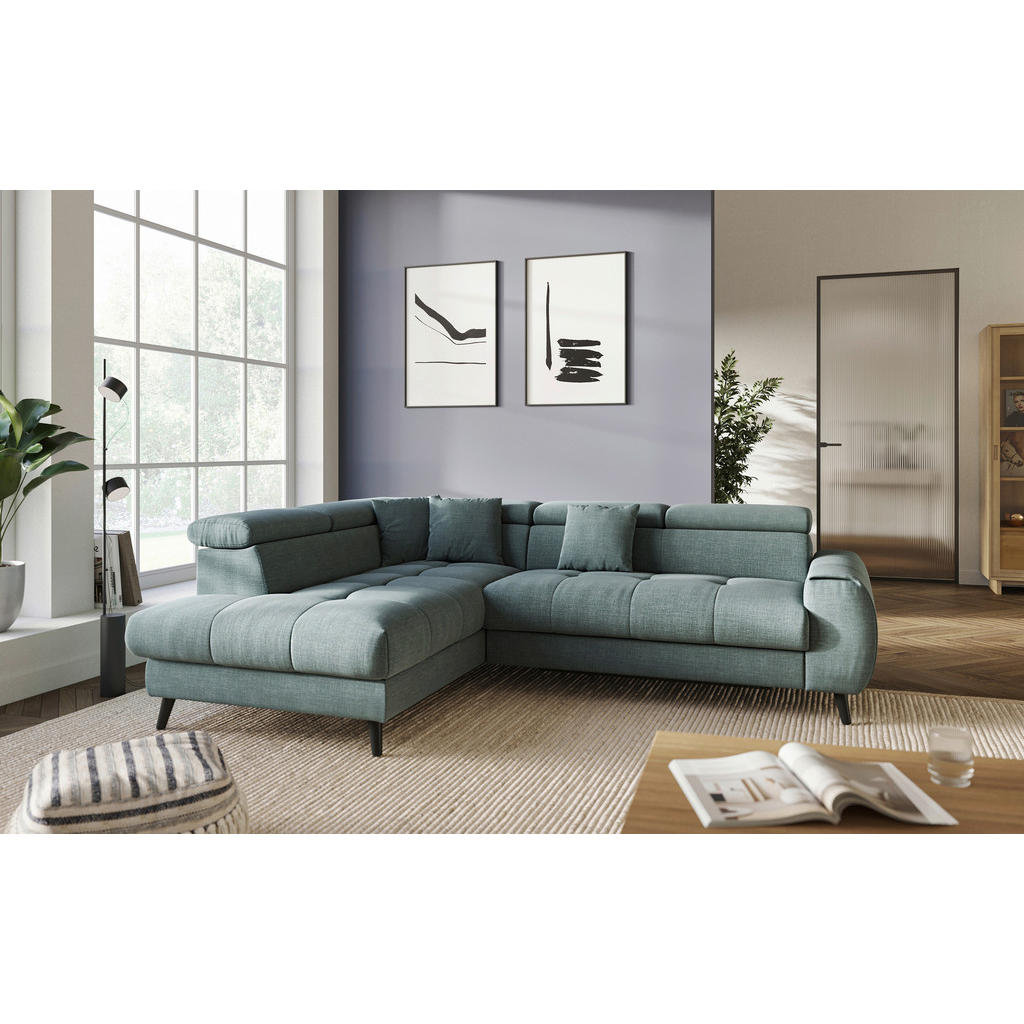 Thumbnail - Livetastic Ecksofa, Blau, Textil, 4-Sitzer, Ottomane links, L-Form, 246x195 cm, Made in EU, Rücken echt, Armteil rechts,...