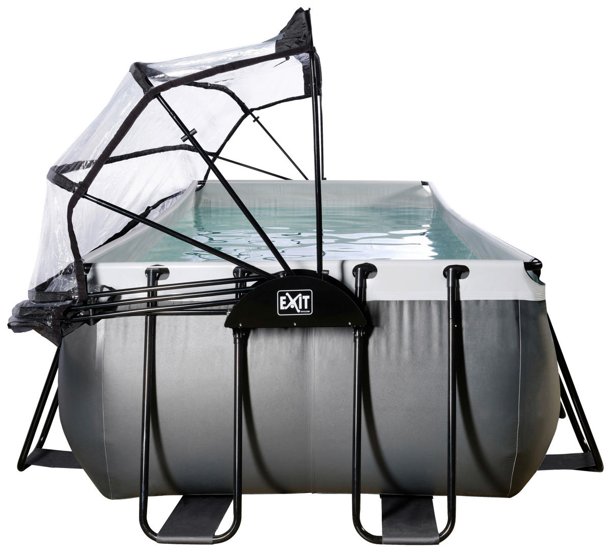 POOL-SET BLACK 400/200/122 cm  - Schwarz, KONVENTIONELL, Metall (400/200/122cm) - EXIT Toys