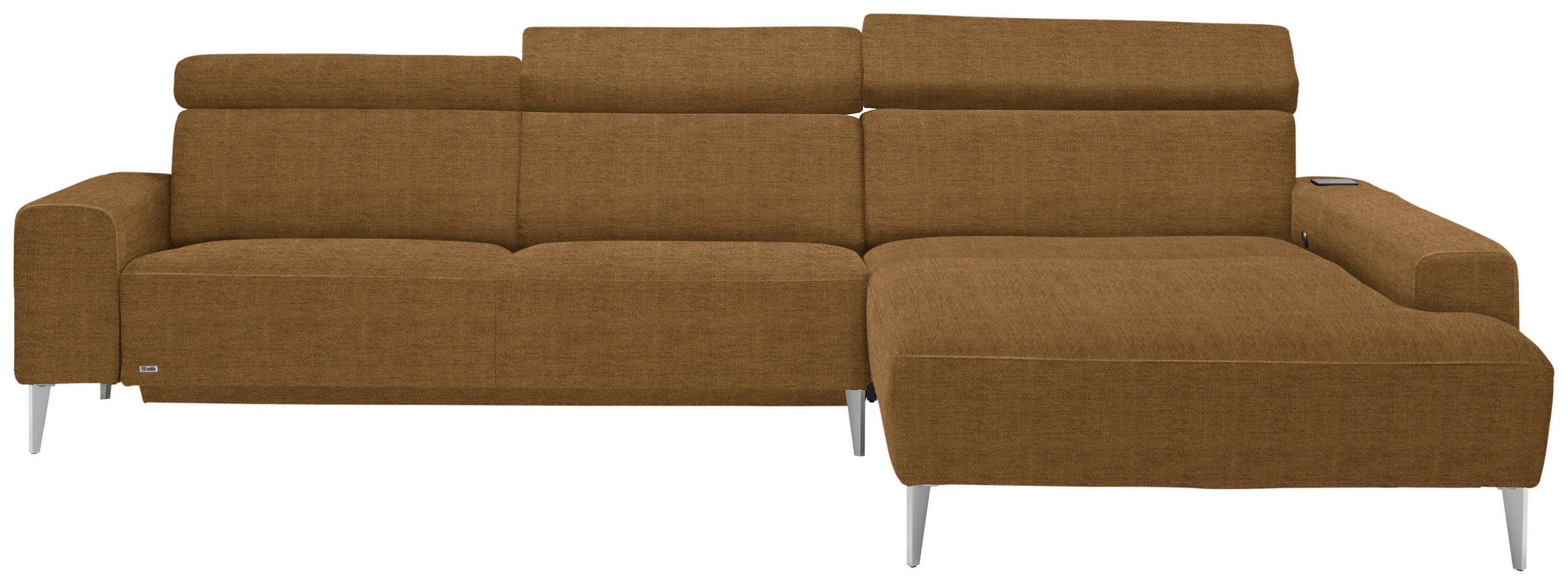ECKSOFA Gelb Webstoff  - Gelb/Alufarben, Design, Textil (308/205cm) - Sedda