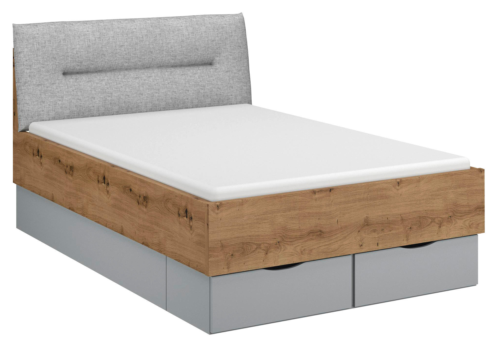 BETT 120/200 cm Grau, Eichefarben  - Eichefarben/Grau, Trend, Textil (120/200cm) - Stylife