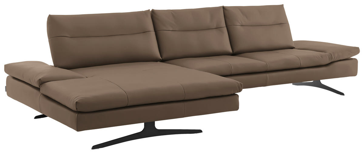 ECKSOFA  in Echtleder Hellbraun  158/342 cm  - Hellbraun/Schwarz, MODERN, Leder/Metall (158/342cm) - Chilliano
