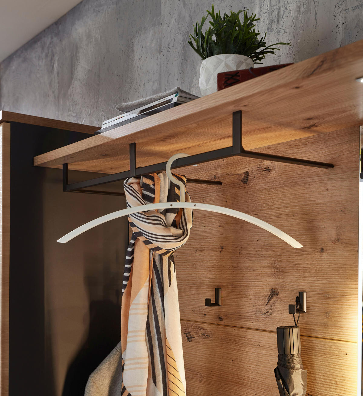 GARDEROBE 7-teilig  in 255/192/38 cm  - Graphitfarben/Eiche Artisan, Design, Glas/Holzwerkstoff (255/192/38cm) - Voleo