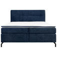BOXSPRINGBETT 180/200 cm,  in Dunkelblau, Topper, H2 + H3 = mittel + fest  - Schwarz/Dunkelblau, Design, Textil/Metall (180/200cm) - Esposa
