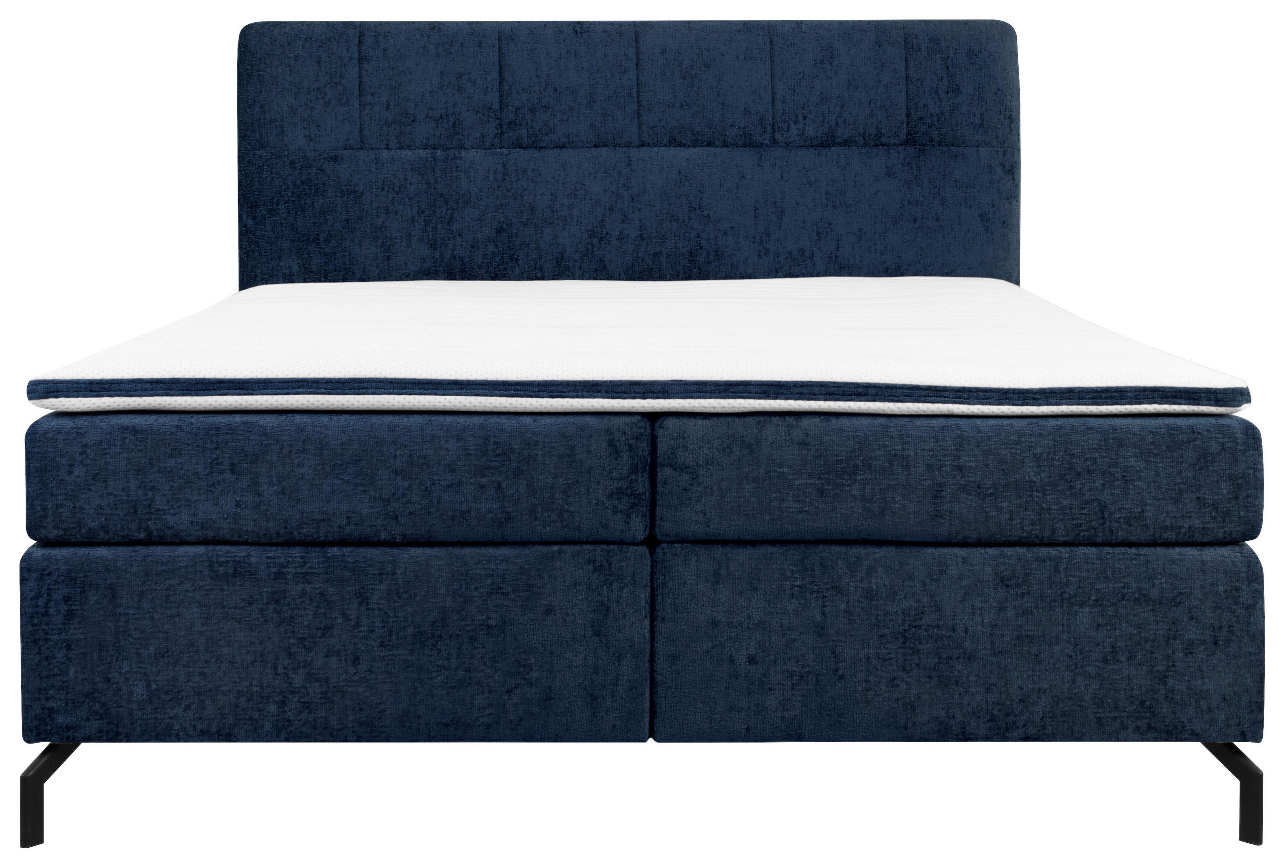 Thumbnail - Esposa Boxspringbett, Dunkelblau, Textil, H2 + H3, Höhe ca. 17 cm, 180x200 cm, Stoffauswahl, Topper durchgehend, Matratz...