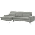 ECKSOFA in Webstoff Silberfarben  - Silberfarben/Schwarz, LIFESTYLE, Textil/Metall (180/310cm) - Valnatura