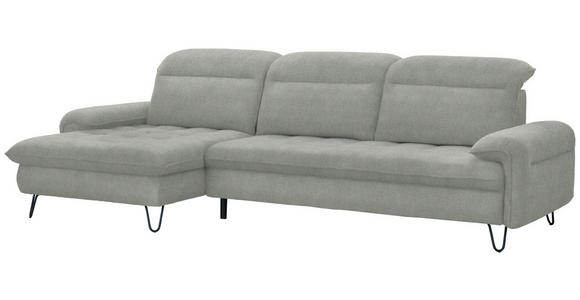 ECKSOFA in Webstoff Silberfarben  - Silberfarben/Schwarz, LIFESTYLE, Textil/Metall (180/310cm) - Valnatura