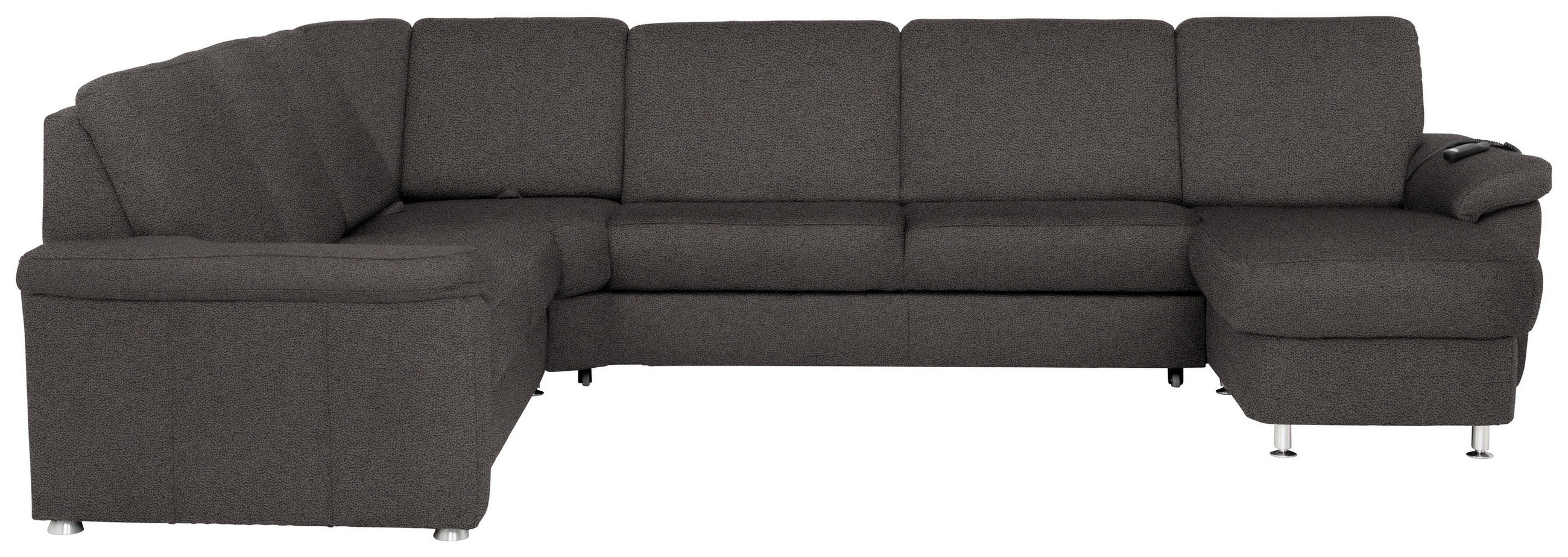 WOHNLANDSCHAFT in Flachgewebe Dunkelgrau  - Chromfarben/Dunkelgrau, Konventionell, Textil/Metall (240/330/163cm) - Beldomo System
