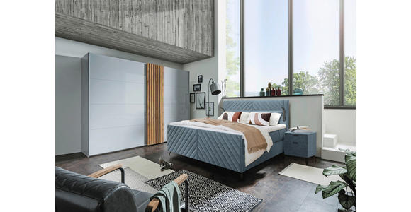 BOXSPRINGBETT 180/200 cm in Petrol - Petrol/Schwarz, Design, Textil/Metall (180/200cm) - Esposa