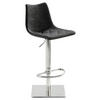 BARHOCKER Lederlook Schwarz Edelstahl Buche Schichtholz Sitzfläche 360° drehbar, abwischbar  - Edelstahlfarben/Schwarz, KONVENTIONELL, Holz/Textil (43/85-110/50cm) - Livetastic