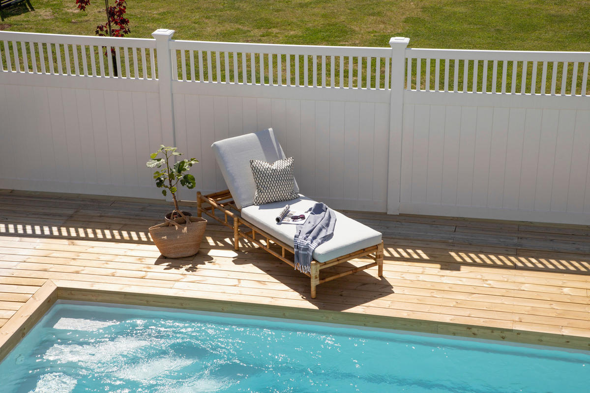 SONNENLIEGE 80/35/210 cm Bambus, Rattan  - Hellbraun/Creme, KONVENTIONELL, Holz/Textil (80/35/210cm) - Gardenson
