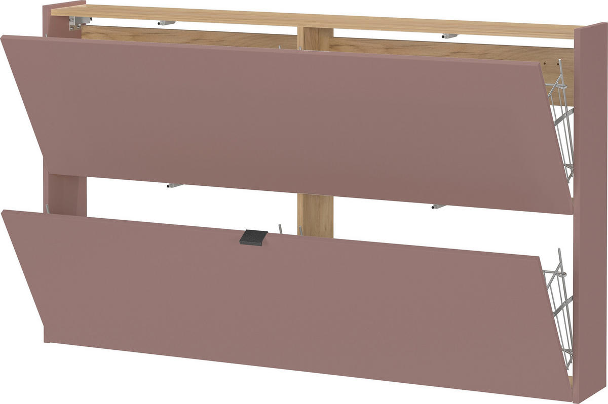 HÄNGESCHUHSCHRANK Eichefarben, Rostfarben  - Eichefarben/Rostfarben, Design, Holzwerkstoff/Metall (140/83/18cm)