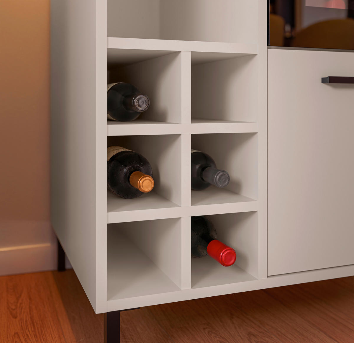 BARSCHRANK in Kaschmir  - Kaschmir/Schwarz, Trend, Holzwerkstoff/Metall (90/105/58cm) - MID.YOU
