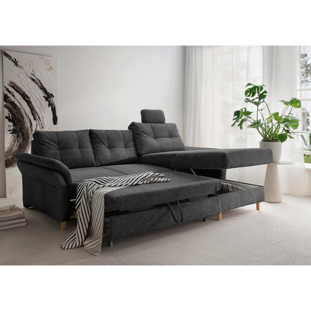 Thumbnail - Livetastic Ecksofa, Anthrazit, Textil, Buche, 4-Sitzer, Füllung: Schaumstoff, L-Form, Ottomane rechts, 250x176 cm, Liege...