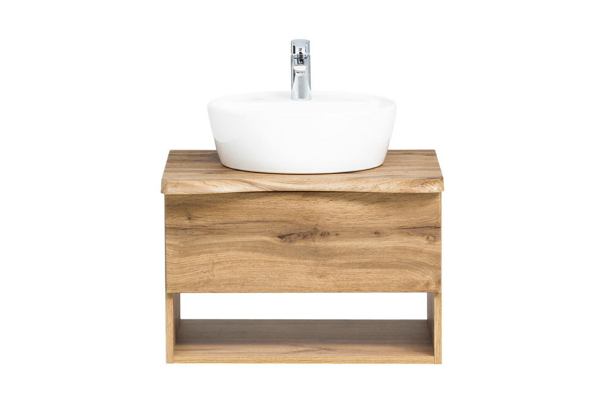 WASCHTISCHKOMBI 61 cm  - Eiche Wotan/Weiß, Natur, Keramik/Holzwerkstoff (61cm) - Xora
