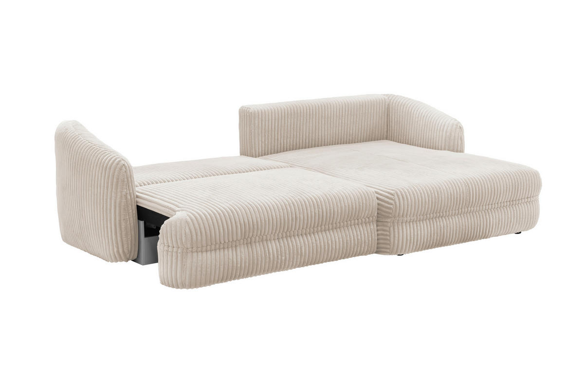 ECKSOFA in Cord Creme  - Creme/Schwarz, Design, Kunststoff/Textil (284/161cm) - Livetastic