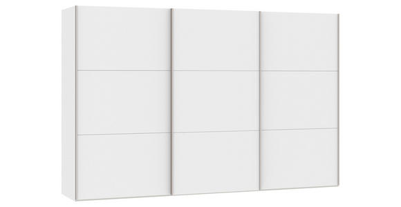 SCHWEBETÜRENSCHRANK  in Weiß  - Edelstahlfarben/Weiß, Design, Holzwerkstoff (303/195/65cm) - Carryhome