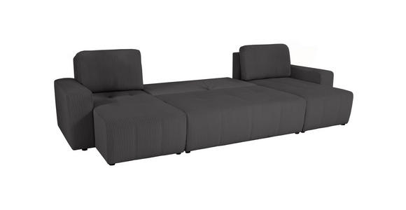 Wohnlandschaft inkl. Funktion Graphitfarben Cord  - Schwarz/Graphitfarben, KONVENTIONELL, Textil (146/317/146cm) - Xora