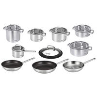 KOCHTOPFSET SENNA S16 PLUS 16-teilig  - Edelstahlfarben/Schwarz, Basics, Glas/Kunststoff - Am Cook