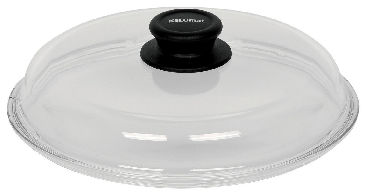 TOPFDECKEL 26 cm  - Transparent/Schwarz, Basics, Glas (26cm) - Kelomat