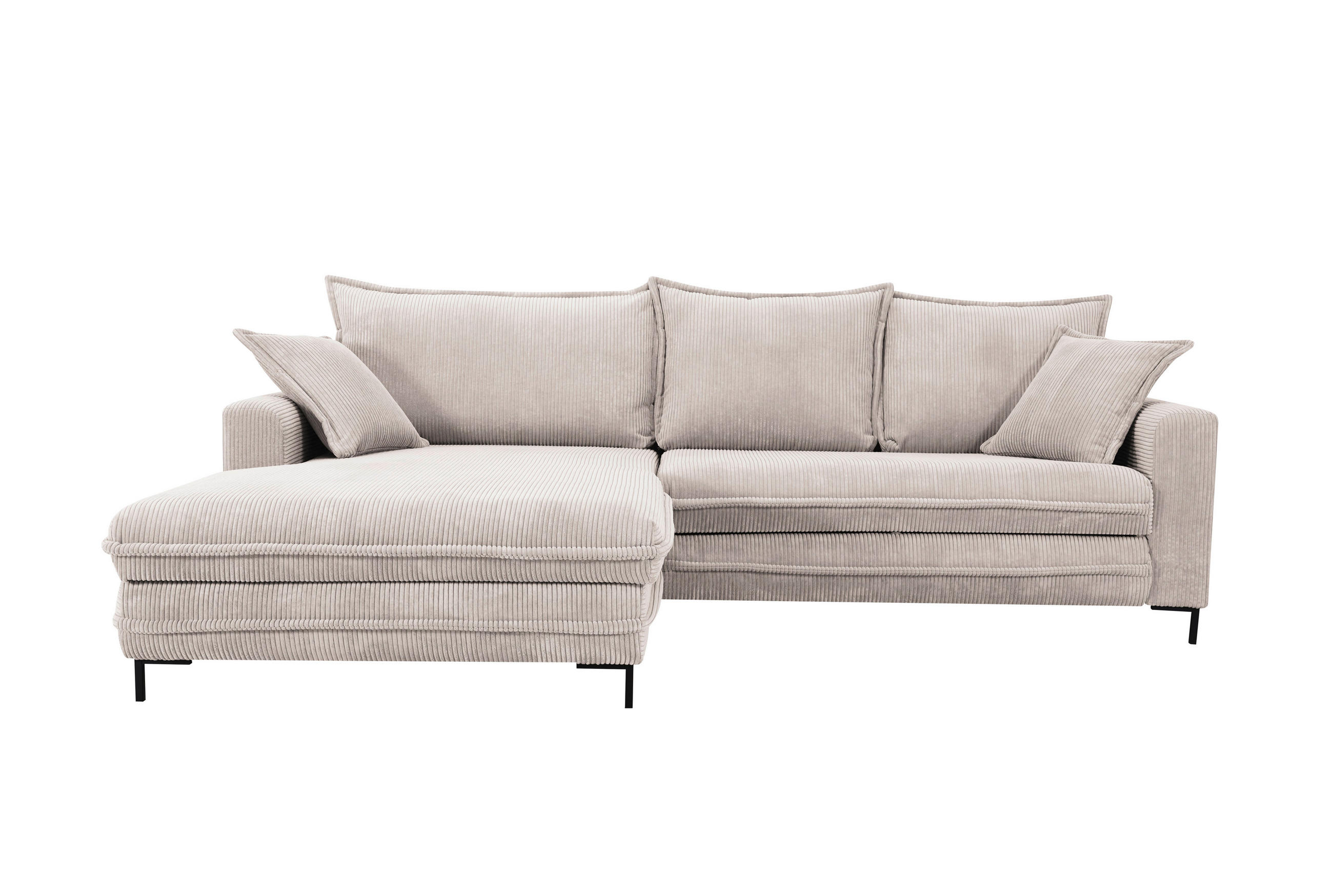 ECKSOFA Cord Creme  - Creme/Schwarz, Design, Textil/Metall (174/272cm) - MID.YOU