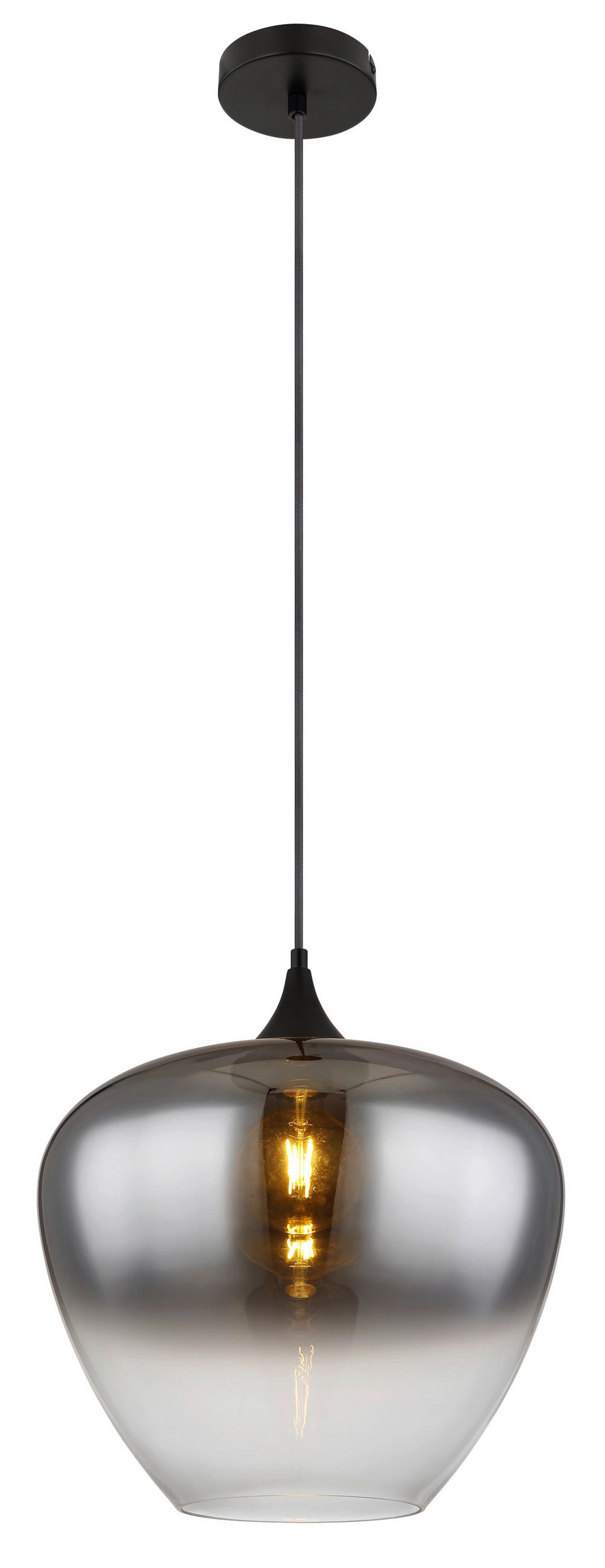 HÄNGELEUCHTE 40/120 cm   - Klar/Schwarz, Design, Glas/Metall (40/120cm)