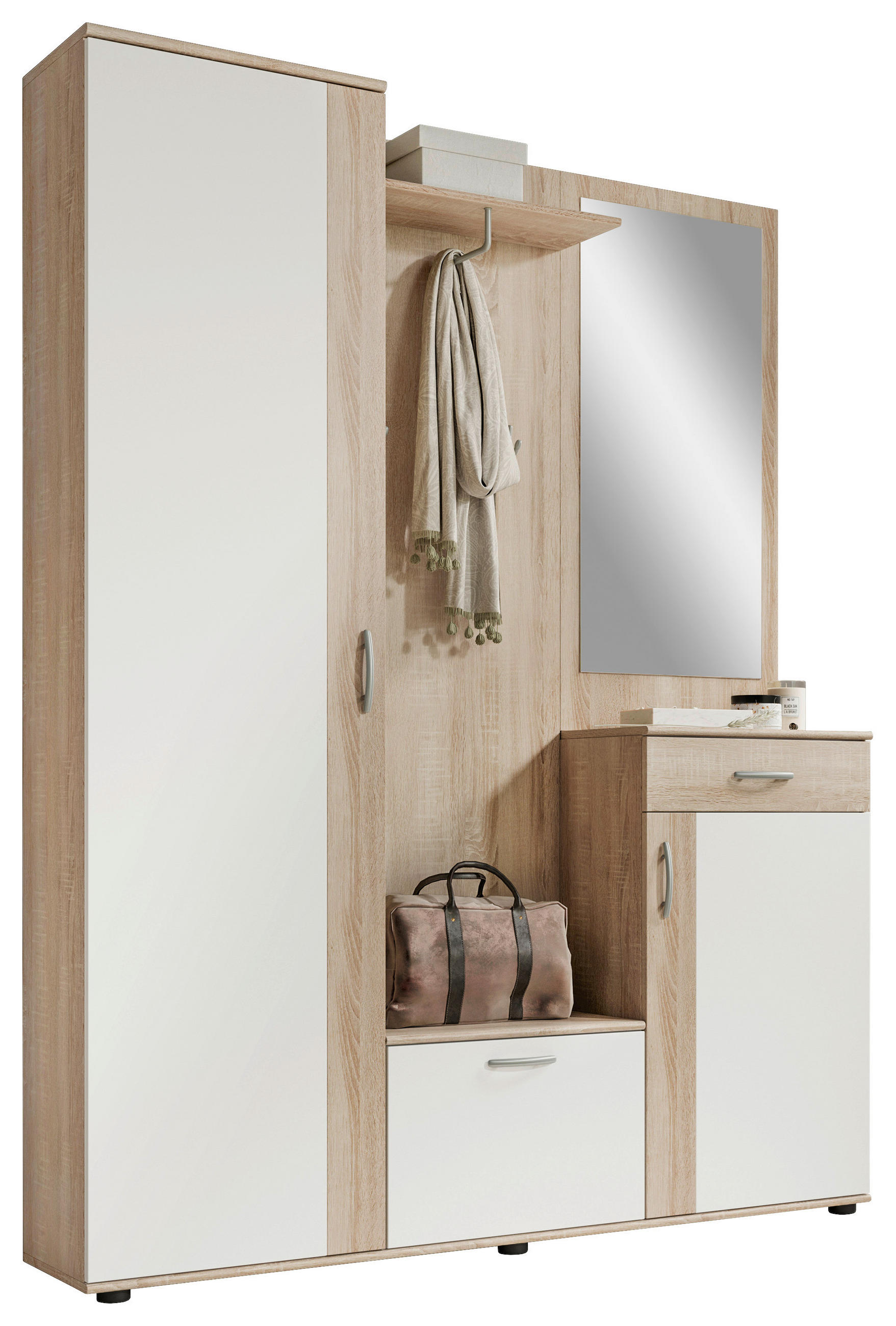GARDEROBE 6-teilig  in 145/188/30 cm  - Weiß/Sonoma Eiche, KONVENTIONELL, Holzwerkstoff (145/188/30cm)