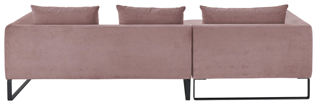 ECKSOFA in Feincord Altrosa  - Schwarz/Altrosa, Konventionell, Textil/Metall (178/284cm) - Hom`in