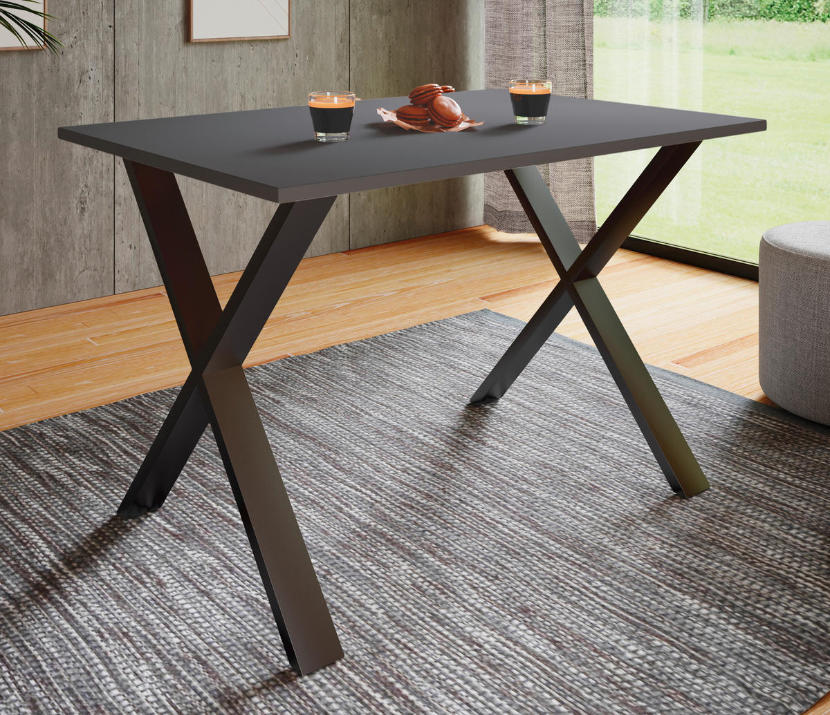 ESSTISCH in Holzwerkstoff 140/80/76 cm   - Anthrazit/Schwarz, Basics, Holzwerkstoff (140/80/76cm) - MID.YOU