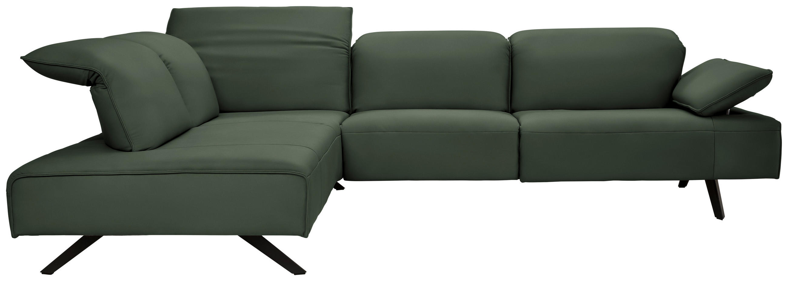 ECKSOFA Echtleder Grün  - Anthrazit/Grün, Design, Leder/Metall (230/290cm) - Johann Jakob