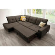 ECKSOFA in Chenille Dunkelbraun  240/308 cm  - Dunkelbraun/Schwarz, Design, Textil/Metall (240/308cm) - Xora