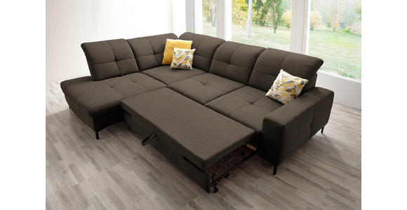 ECKSOFA in Chenille Dunkelbraun 240/308 cm - Dunkelbraun/Schwarz, Design, Textil/Metall (240/308cm) - Xora