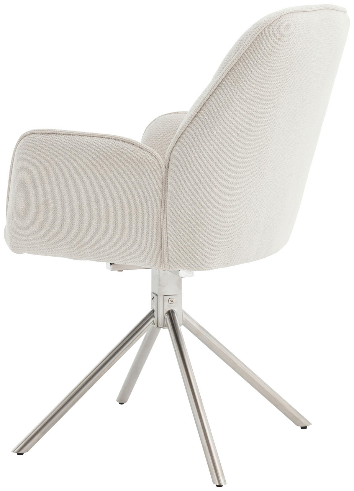 ARMLEHNSTUHL  Sitzfläche 180° drehbar, automatische Rückholfunktion Chenille  - Edelstahlfarben/Creme, MODERN, Textil/Metall (60/89/64cm) - Livetastic