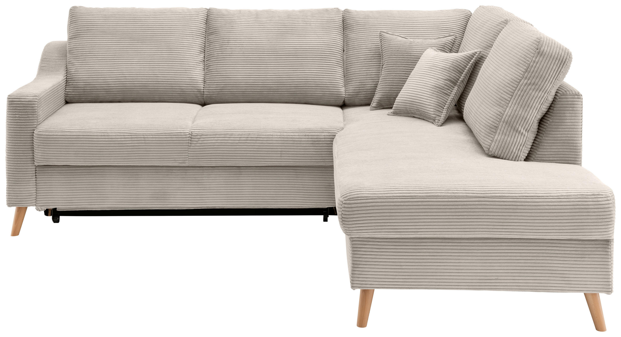 ECKSOFA in Cord Beige  - Beige/Naturfarben, MODERN, Holz/Textil (230/200cm) - Livetastic