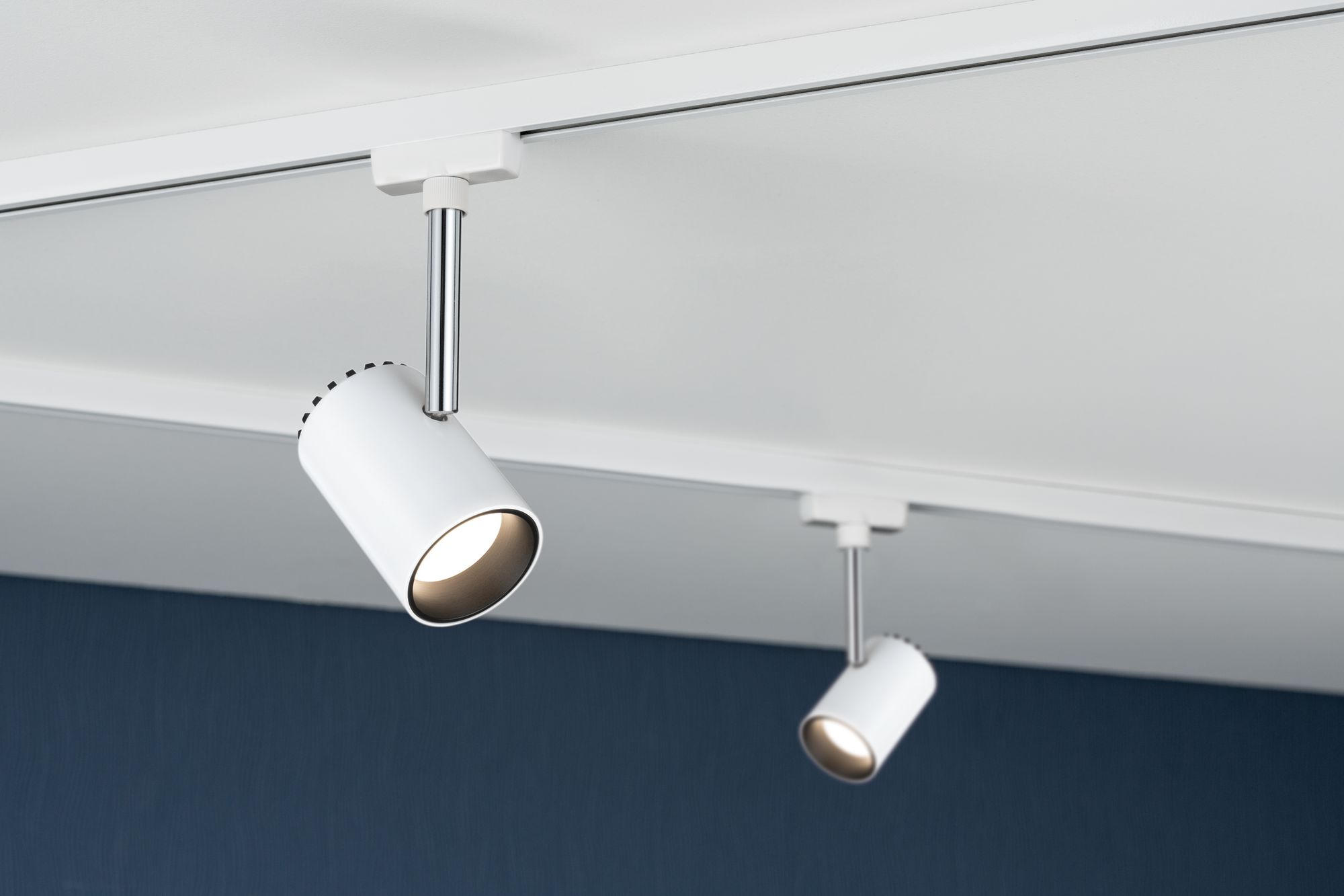 SCHIENENSYSTEM-STRAHLER - Chromfarben/Weiß, Basics, Metall (5,9/18/9cm) - Paulmann