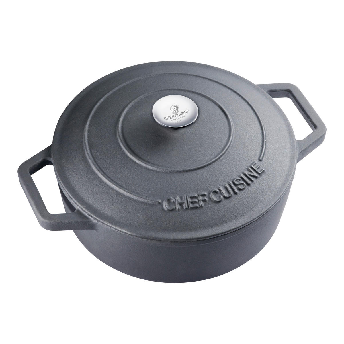 GUSSTOPF Gusseisen 4,5 L  - Edelstahlfarben/Schwarz, Basics, Metall (37.5/29.8/12cm) - CHEF CUISINE