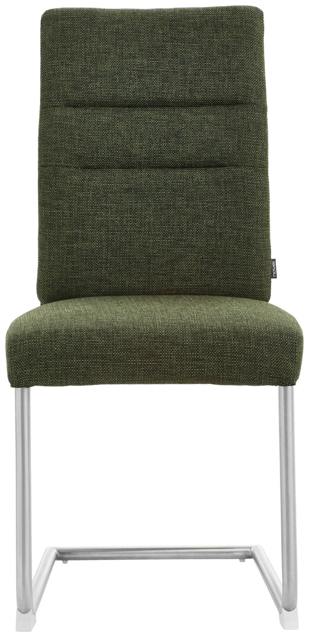 SZÁNKÓTALPAS SZÉK fém, textil zöld, nemesacél  - nemesacél/zöld, Design, textil/fém (48/98/63cm) - Novel
