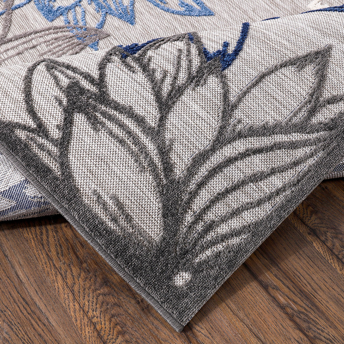 STAZA 80/200 cm   plava, siva, bijela  Floral  - bijela/siva, Lifestyle, tekstil/plastika (80/200cm)