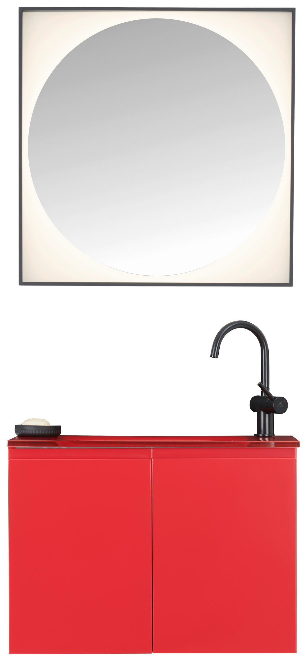 BADEZIMMER  in 70 cm  - Rot, Design, Glas/Holzwerkstoff (70cm) - Dieter Knoll