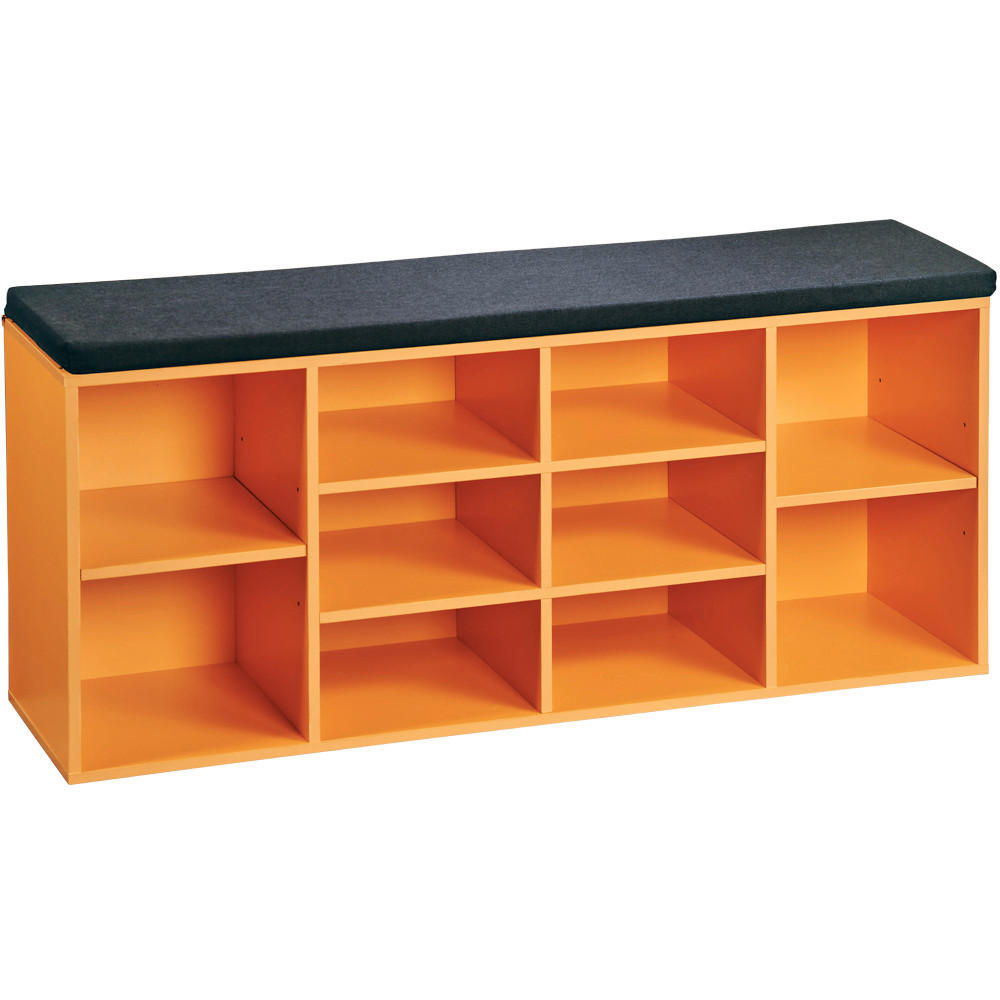 SCHUHREGAL Orange, Schwarz  - Schwarz/Orange, Basics, Holzwerkstoff/Textil (103,5/48/29,5cm) - Kesper