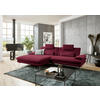 ECKSOFA in Webstoff Rot, Bordeaux  184/284 cm  - Bordeaux/Rot, Design, Textil/Metall (184/284cm) - Dieter Knoll