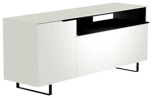 LOWBOARD in 160/66/45 cm - Schwarz/Weiß, Design, Glas/Holzwerkstoff (160/66/45cm) - Moderano