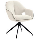 ARMLEHNSTUHL  Sitzfläche 360° drehbar, automatische Rückholfunktion Leinenoptik  - Creme/Schwarz, Design, Textil/Metall (62/85/64cm) - Novel